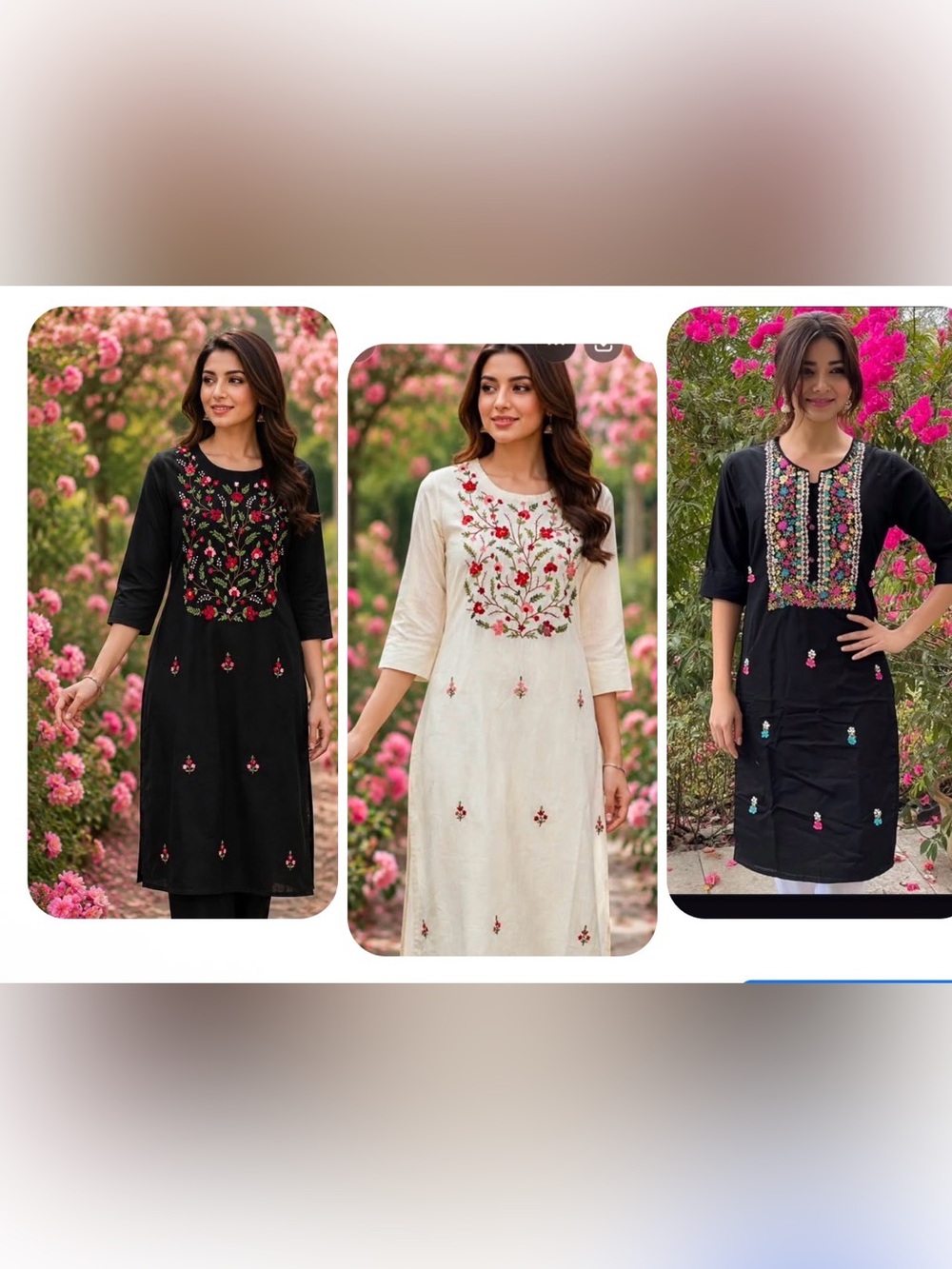 Bundle of 3 set embroidery Indian kurti kurthatop tunic Organic cotton 36